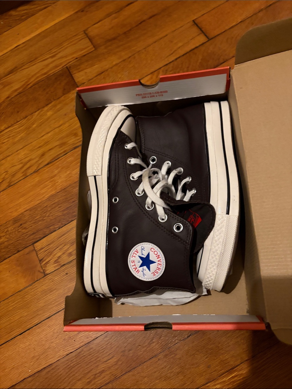 Converse High Top Sneakers in Dark Brown with White Trim